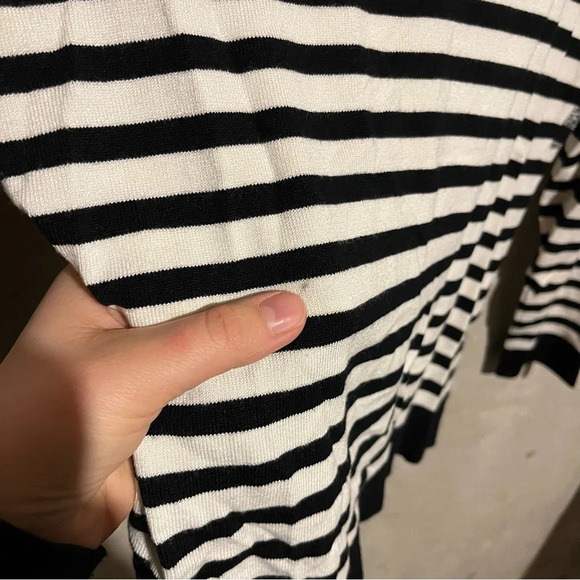 Coldwater Creek Striped Button Front Cardigan Midweight Cream Black Size S - Picture 6 of 8
